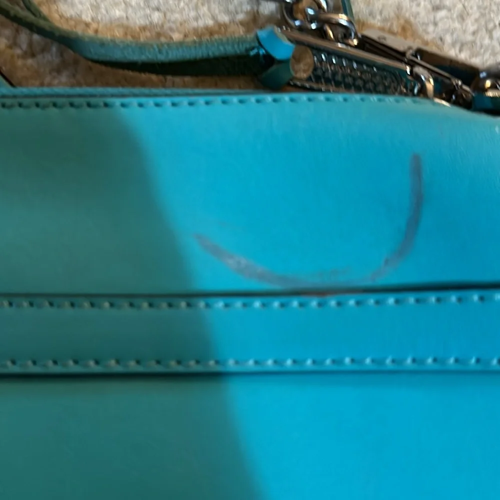 Aqua laser-cut leather Rebecca Minkoff M.A.C. crossbody bag w/ silver hardware - Picture 11 of 12